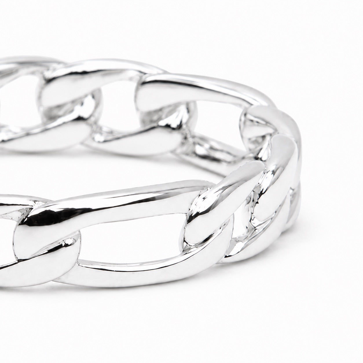 .925 Silver Figaro Link Ring