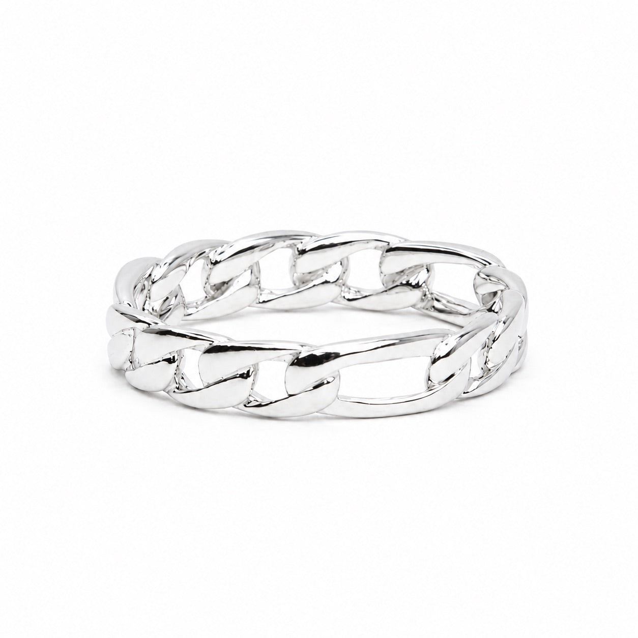 .925 Silver Figaro Link Ring
